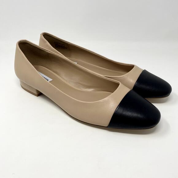 Steve Madden Tan Black Blair Cap Toe Classic Office Minimalistic Ballet Flats 11 - Picture 2 of 9